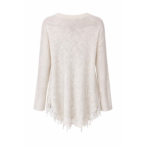 Altar'd State Cream Cable Knit Long Sweater Distressed Hem Size M - Picture 3 of 4